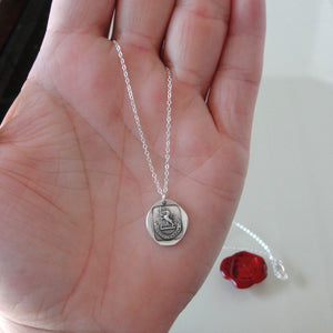 Proceed With Caution - Silver Wax Seal Necklace - Rampant Lion Flag Bearer Bravery - RQP Studio