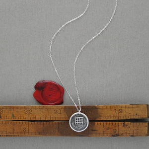Protection Wax Seal Necklace Portcullis - Antique Silver Wax Seal Jewelry