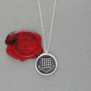 Protection Wax Seal Necklace Portcullis - Antique Silver Wax Seal Jewelry
