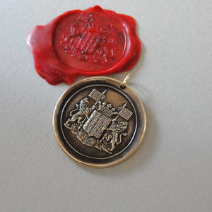 Rampant Lion Wax Seal Pendant - Courage Bravery Strength Antique Wax Seal Jewelry
