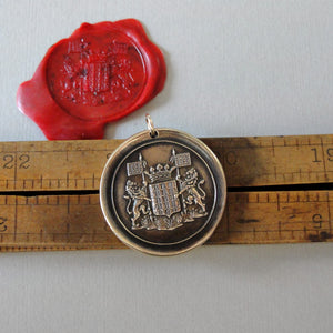 Rampant Lion Wax Seal Pendant - Courage Bravery Strength Antique Wax Seal Jewelry