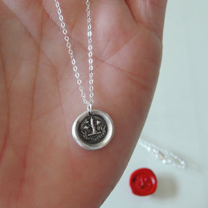 I Grow Strong Again - Silver Wax Seal Necklace With Oak Tree