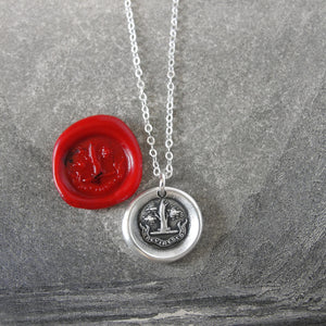 I Grow Strong Again - Silver Wax Seal Necklace With Oak Tree