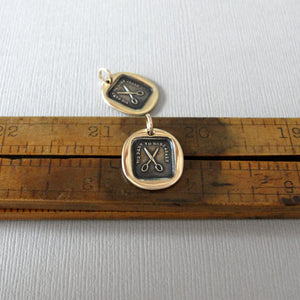 Scissors Wax Seal Pendant - We Part To Meet Again - Bronze Wax Seal Jewelry