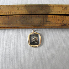 Load image into Gallery viewer, Scissors Wax Seal Pendant - We Part To Meet Again - Bronze Wax Seal Jewelry
