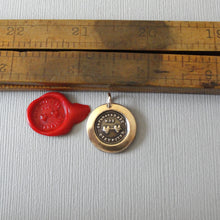 Load image into Gallery viewer, Hearts Connected Wax Seal Charm - antique wax seal jewelry - Across the Miles motto Separated But Not Disunited

