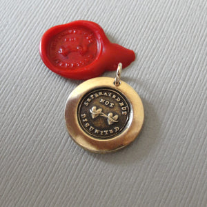 Hearts Connected Wax Seal Charm - antique wax seal jewelry - Across the Miles motto Separated But Not Disunited