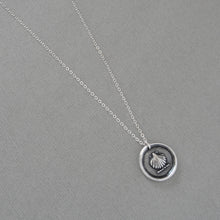 Load image into Gallery viewer, Shell Wax Seal Necklace - Antique Silver Escallop Wax Seal Jewelry Traveler Voyager
