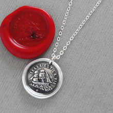 Load image into Gallery viewer, Such Is Life Wax Seal Necklace - Silver Ship Wax Seal Jewelry Three Masted Rigger
