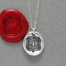 Load image into Gallery viewer, Silver Bee Wax Seal Necklace - We May Be Happy Yet - Antique Wax Seal Jewelry
