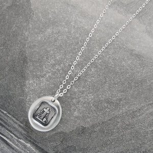 Faith Hope Love - Silver Wax Seal Necklace With Heart Cross Anchor