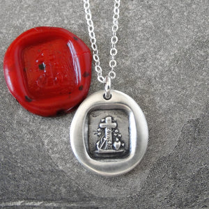 Faith Hope Love - Silver Wax Seal Necklace With Heart Cross Anchor 