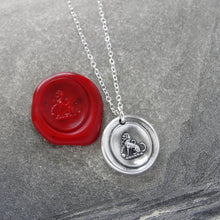 Load image into Gallery viewer, Tiny Silver Dog Wax Seal Necklace - Faithful Loyal Friend
