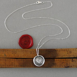 Heart Wax Seal Necklace In Silver - You Have The Key - Antique Wax Seal Charm Jewelry
