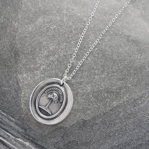 Silver Wax Seal Necklace with Palm Tree - When Struck I Rise - RQP Studio