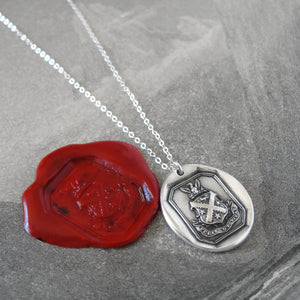 Phoenix Wax Seal Necklace in silver - New Life Better Stronger Than Before - RQP Studio