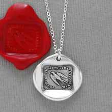 Load image into Gallery viewer, Always Wandering Never Unfaithful - Silver Swallow Wax Seal Necklace - Antique Bird Jewelry
