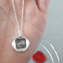 Load image into Gallery viewer, Always Wandering Never Unfaithful - Silver Swallow Wax Seal Necklace - Antique Bird Jewelry
