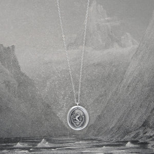 Silver Wolf Wax Seal Necklace - Always Hoping Always Working