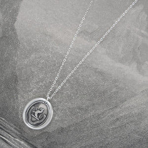 Silver Wolf Wax Seal Necklace - Always Hoping Always Working