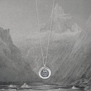 Bear Wax Seal Necklace In Silver - Torch Of The Mind Lights Path To Glory