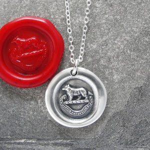Bear Wax Seal Necklace In Silver - Torch Of The Mind Lights Path To Glory