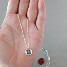 Load image into Gallery viewer, Fox Wax Seal Necklace - Clever Quick Witted Wise Tiny Fox Silver Wax Seal Jewelry
