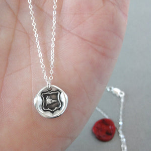 Fox Wax Seal Necklace - Clever Quick Witted Wise Tiny Fox Silver Wax Seal Jewelry