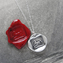Load image into Gallery viewer, Silver Horse Wax Seal Necklace - Overcome Obstacles Equestrian Jewelry
