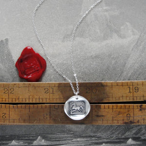 Silver Horse Wax Seal Necklace - Overcome Obstacles Equestrian Jewelry