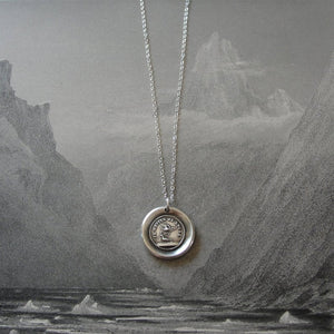 Silver Wax Seal Necklace With Love Quote Far Apart Close At Heart - RQP Studio