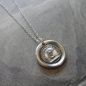 Silver Wax Seal Necklace With Love Quote Far Apart Close At Heart - RQP Studio