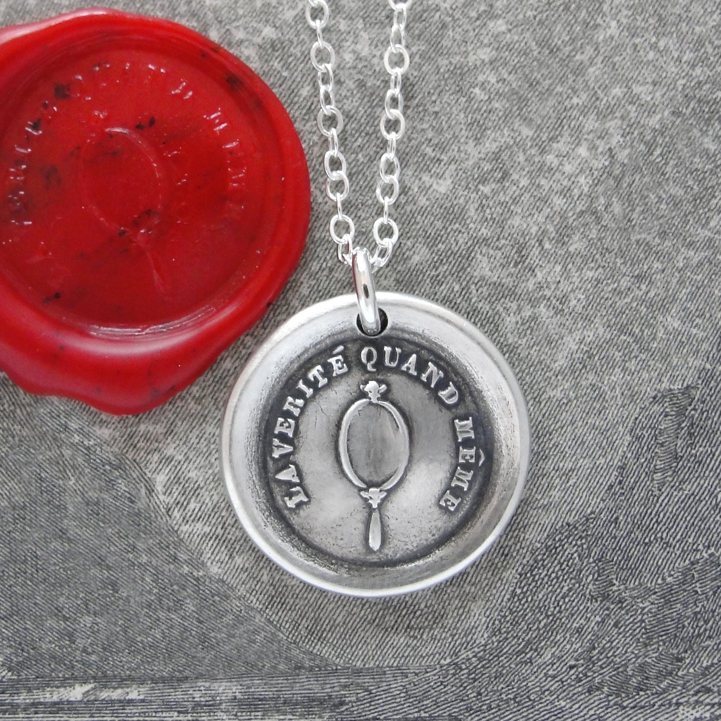 I Am Who I Am - Silver Wax Seal Necklace - Truth In Mirror
