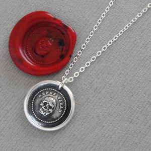 Skull Wax Seal Necklace Memento Mori - Antique Silver Wax Seal Jewelry Motto Think Of It