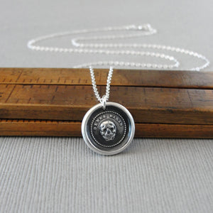 Skull Wax Seal Necklace Memento Mori - Antique Silver Wax Seal Jewelry Motto Think Of It