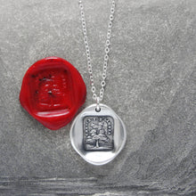 Load image into Gallery viewer, Wax Seal Necklace In Silver - Grow Don&#39;t Change - Evergreen Tree

