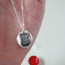 Load image into Gallery viewer, Wax Seal Necklace In Silver - Grow Don&#39;t Change - Evergreen Tree
