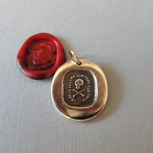 Load image into Gallery viewer, Skull Wax Seal Charm - No Fear - Antique Bronze Wax Seal Jewelry Memento Mori
