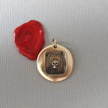 Load image into Gallery viewer, Skull Wax Seal Pendant - antique wax seal jewelry Memento Mori charm French motto - Remember Your Mortality - RQP Studio
