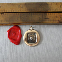 Load image into Gallery viewer, Skull Wax Seal Pendant - antique wax seal jewelry Memento Mori charm French motto - Remember Your Mortality - RQP Studio

