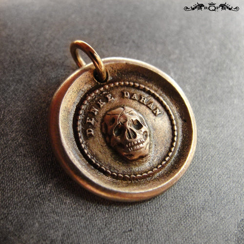 Skull Wax Seal Charm In Bronze - Memento Mori Motto - Think Of It - RQP Studio