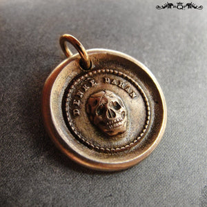 Skull Wax Seal Charm In Bronze - Memento Mori Motto - Think Of It - RQP Studio