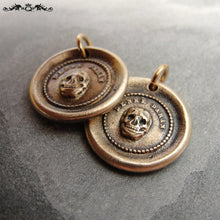 Load image into Gallery viewer, Skull Wax Seal Charm In Bronze - Memento Mori Motto - Think Of It - RQP Studio
