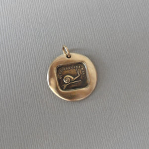 Snail Wax Seal Charm - Always at Home - Antique Bronze Wax Seal Jewelry Pendant