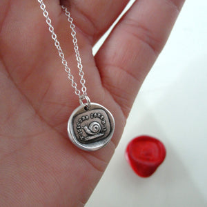 Snail Wax Seal Necklace In Silver - Always At Home - RQP Studio