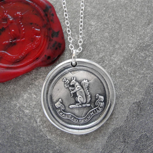 Blessed Are The Humble - Silver Squirrel Wax Seal Necklace - Exalted - RQP Studio