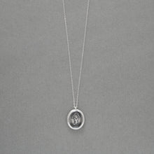 Load image into Gallery viewer, Squirrel Wax Seal Necklace - Wise Is The Person Who Looks Ahead - antique wax seal jewelry necklace Latin motto in silver
