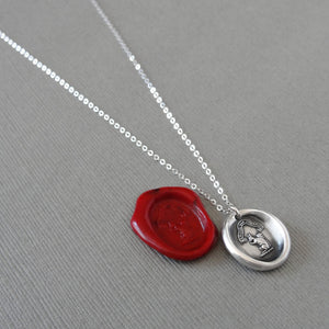 Squirrel Wax Seal Necklace - Wise Is The Person Who Looks Ahead - antique wax seal jewelry necklace Latin motto in silver