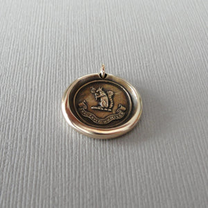Blessed Are The Humble - Squirrel Wax Seal Pendant - Antique Bronze Wax Seal Jewelry