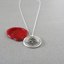 Load image into Gallery viewer, Stand Sure - Antique Silver Wax Seal Necklace With Steadfast Tree
